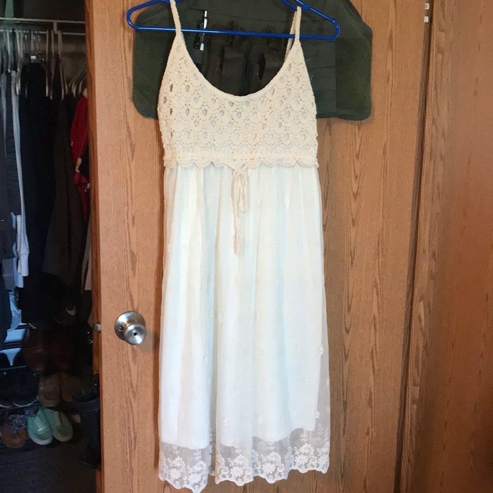 White crochet and lace dress